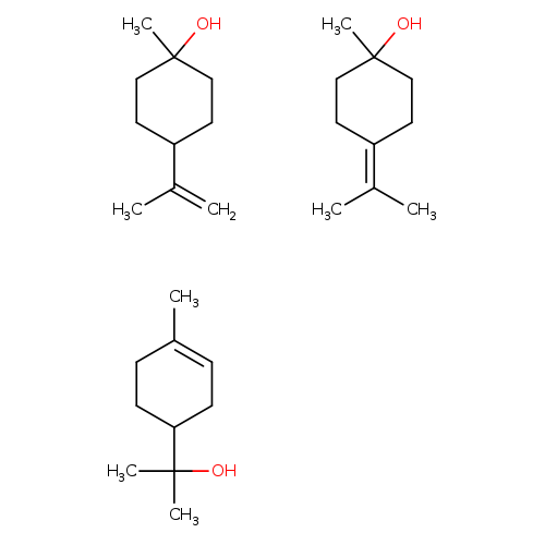 CC(=C1CCC(CC1)(C)O)C.CC(=C)C1CCC(CC1)(C)O.CC1=CCC(CC1)C(O)(C)C