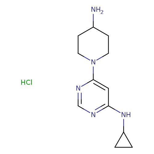 NC1CCN(CC1)c1ncnc(c1)NC1CC1.Cl
