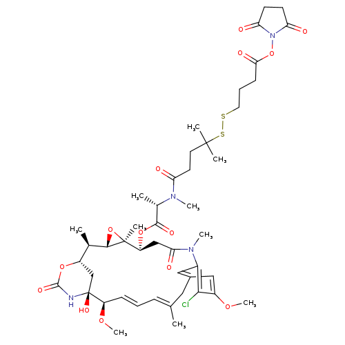 CO[C@@H]1/C=C/C=C(\C)/Cc2cc(OC)c(c(c2)N(C(=O)C[C@@H]([C@]2([C@H]([C@@H]([C@@H]3C[C@@]1(O)NC(=O)O3)C)O2)C)OC(=O)[C@@H](N(C(=O)CCC(SSCCCC(=O)ON1C(=O)CCC1=O)(C)C)C)C)C)Cl