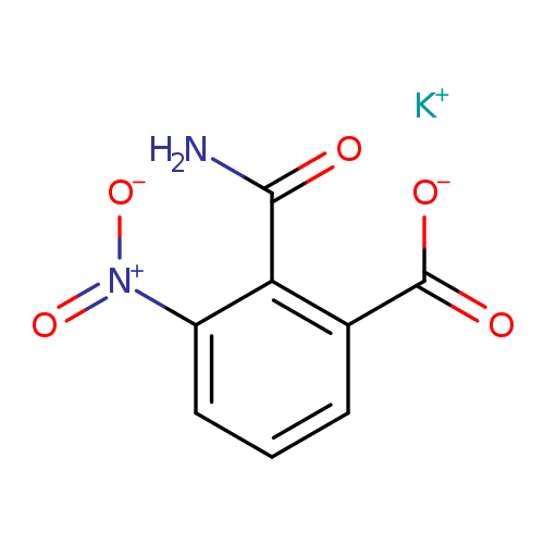 [O-]C(=O)c1cccc(c1C(=O)N)[N+](=O)[O-].[K+]