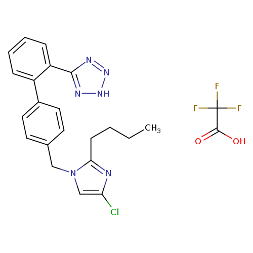 OC(=O)C(F)(F)F.CCCCc1nc(cn1Cc1ccc(cc1)c1ccccc1c1n[nH]nn1)Cl