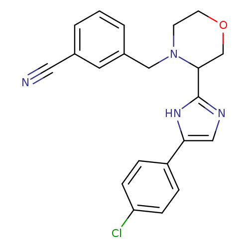 N#Cc1cccc(c1)CN1CCOCC1c1ncc([nH]1)c1ccc(cc1)Cl