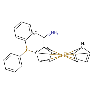 C[C@@H]([C]12=[CH]3[CH]4=[CH]5[C-]1(P(c1ccccc1)c1ccccc1)[Fe+2]16782345[CH-]2[CH]1=[CH]7[CH]8=[CH]62)N