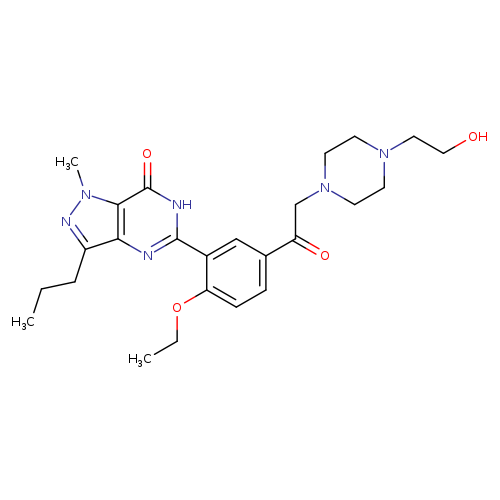 CCCc1nn(c2c1nc([nH]c2=O)c1cc(ccc1OCC)C(=O)CN1CCN(CC1)CCO)C