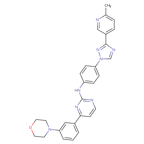Cc1ccc(cn1)c1ncn(n1)c1ccc(cc1)Nc1nccc(n1)c1cccc(c1)N1CCOCC1