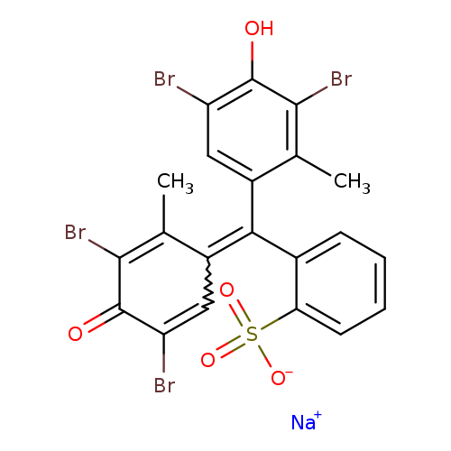 BrC1=CC(=C(c2ccccc2S(=O)(=O)[O-])c2cc(Br)c(c(c2C)Br)O)C(=C(C1=O)Br)C.[Na+]
