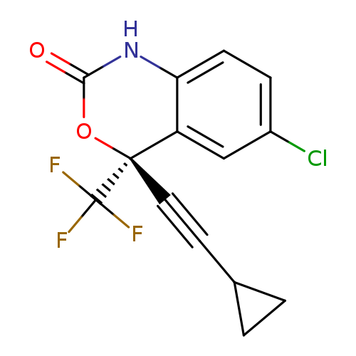 FC([C@]1(C#CC2CC2)OC(=O)Nc2c1cc(Cl)cc2)(F)F