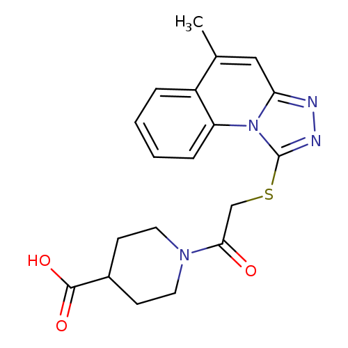 OC(=O)C1CCN(CC1)C(=O)CSc1nnc2n1c1ccccc1c(c2)C