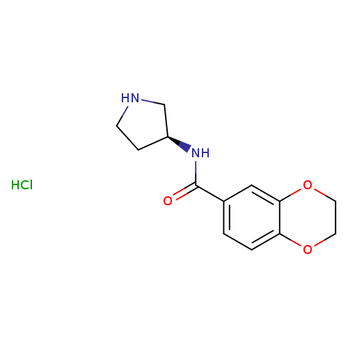 O=C(c1ccc2c(c1)OCCO2)N[C@@H]1CNCC1.Cl