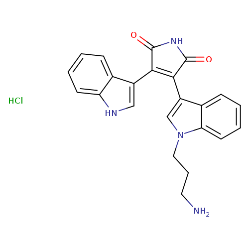NCCCn1cc(c2c1cccc2)C1=C(C(=O)NC1=O)c1c[nH]c2c1cccc2.Cl