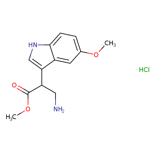COC(=O)C(c1c[nH]c2c1cc(OC)cc2)CN.Cl