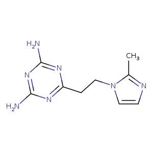 Nc1nc(CCn2ccnc2C)nc(n1)N