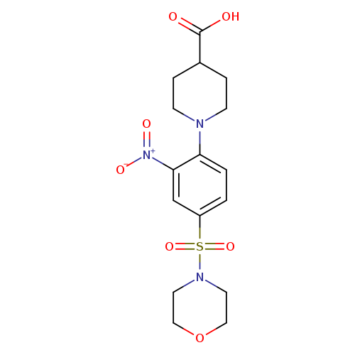 OC(=O)C1CCN(CC1)c1ccc(cc1[N+](=O)[O-])S(=O)(=O)N1CCOCC1