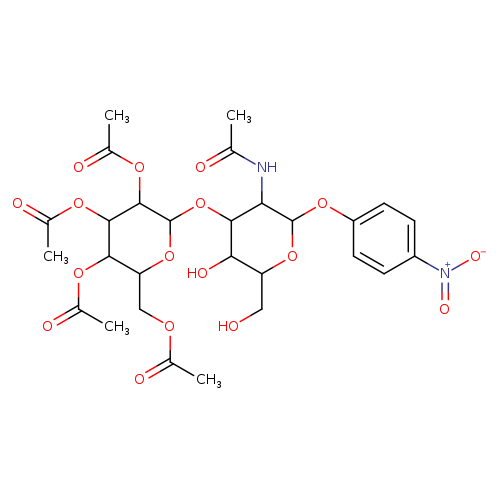 OCC1OC(Oc2ccc(cc2)[N+](=O)[O-])C(C(C1O)OC1OC(COC(=O)C)C(C(C1OC(=O)C)OC(=O)C)OC(=O)C)NC(=O)C