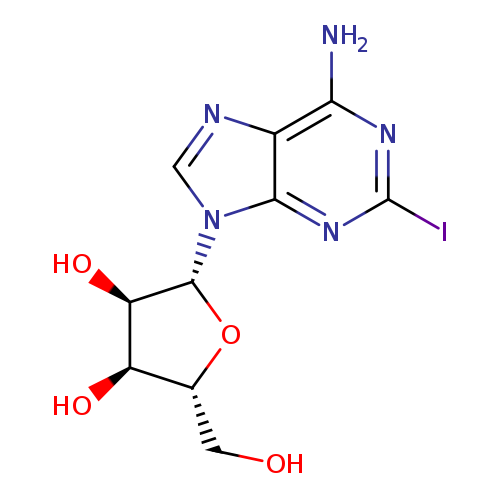 OC[C@H]1O[C@H]([C@@H]([C@@H]1O)O)n1cnc2c1nc(I)nc2N