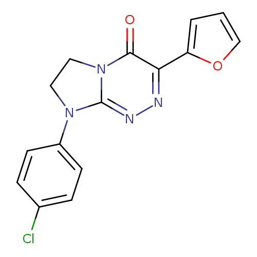 Clc1ccc(cc1)N1CCn2c1nnc(c2=O)c1ccco1