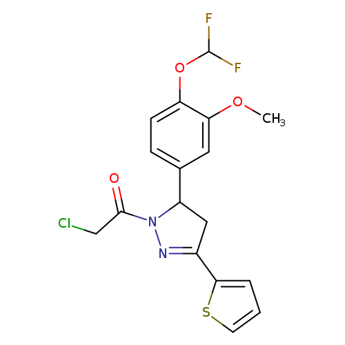 ClCC(=O)N1N=C(CC1c1ccc(c(c1)OC)OC(F)F)c1cccs1