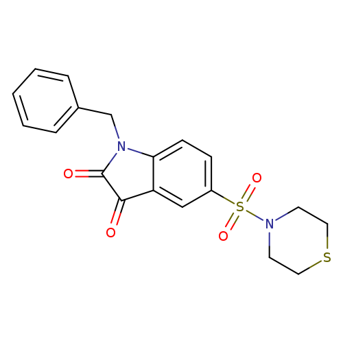 O=C1N(Cc2ccccc2)c2c(C1=O)cc(cc2)S(=O)(=O)N1CCSCC1