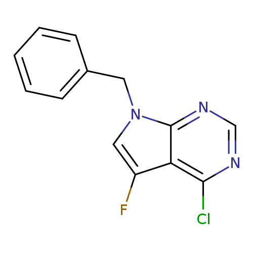 Fc1cn(c2c1c(Cl)ncn2)Cc1ccccc1