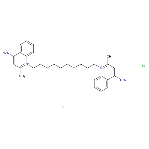 Nc1cc(C)[n+](c2c1cccc2)CCCCCCCCCC[n+]1c(C)cc(c2c1cccc2)N.[Cl-].[Cl-]