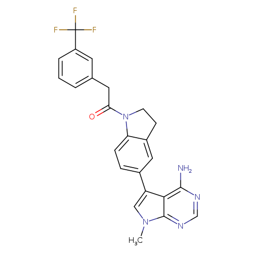 O=C(N1CCc2c1ccc(c2)c1cn(c2c1c(N)ncn2)C)Cc1cccc(c1)C(F)(F)F