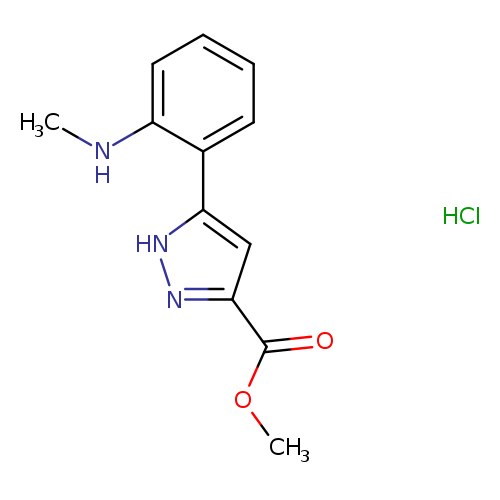 COC(=O)c1n[nH]c(c1)c1ccccc1NC.Cl