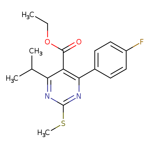 CCOC(=O)c1c(nc(nc1C(C)C)SC)c1ccc(cc1)F