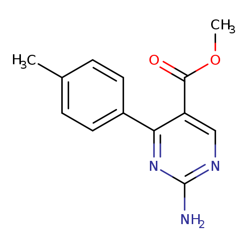 COC(=O)c1cnc(nc1c1ccc(cc1)C)N