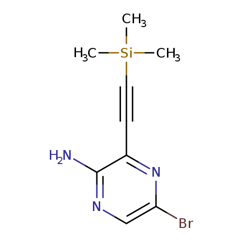 Nc1ncc(nc1C#C[Si](C)(C)C)Br