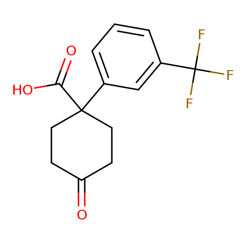O=C1CCC(CC1)(C(=O)O)c1cccc(c1)C(F)(F)F