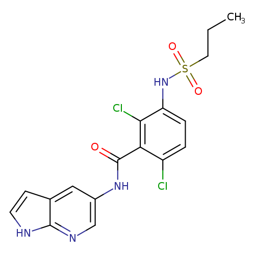 CCCS(=O)(=O)Nc1ccc(c(c1Cl)C(=O)Nc1cnc2c(c1)cc[nH]2)Cl
