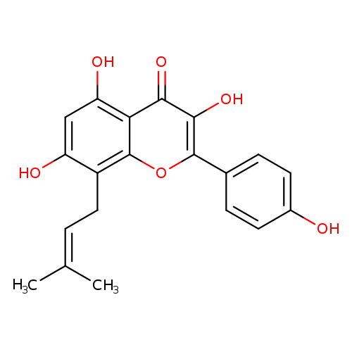 CC(=CCc1c(O)cc(c2c1oc(c1ccc(cc1)O)c(c2=O)O)O)C