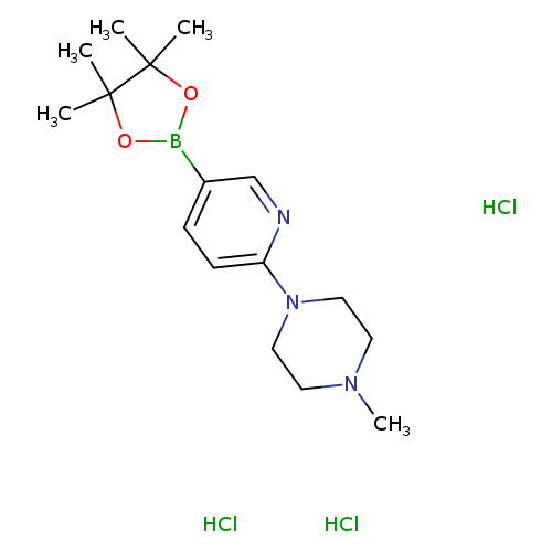 CN1CCN(CC1)c1ccc(cn1)B1OC(C(O1)(C)C)(C)C.Cl.Cl.Cl