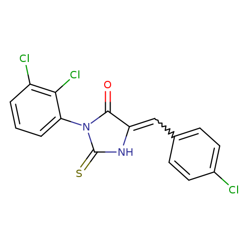 Clc1ccc(cc1)C=C1NC(=S)N(C1=O)c1cccc(c1Cl)Cl