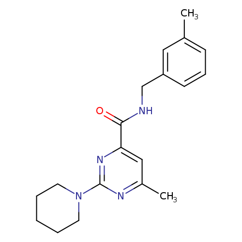Cc1cccc(c1)CNC(=O)c1cc(C)nc(n1)N1CCCCC1