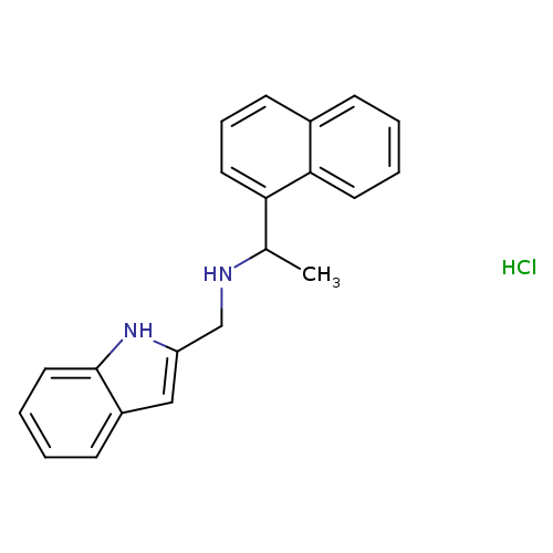CC(c1cccc2c1cccc2)NCc1cc2c([nH]1)cccc2.Cl