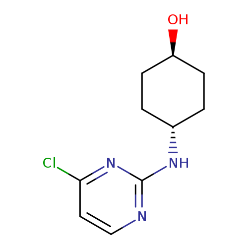 O[C@@H]1CC[C@H](CC1)Nc1nccc(n1)Cl