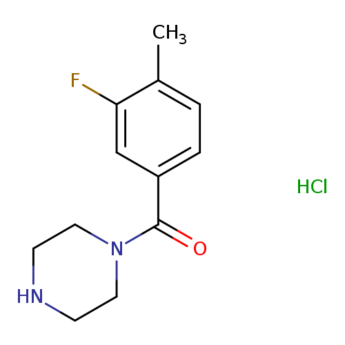 O=C(c1ccc(c(c1)F)C)N1CCNCC1.Cl