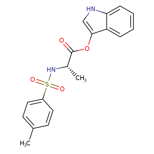 O=C([C@@H](NS(=O)(=O)c1ccc(cc1)C)C)Oc1c[nH]c2c1cccc2