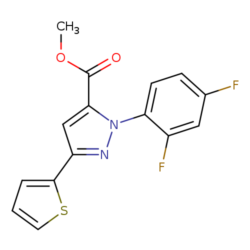 COC(=O)C1=CC(=NN1C2=C(C=C(C=C2)F)F)C3=CC=CS3