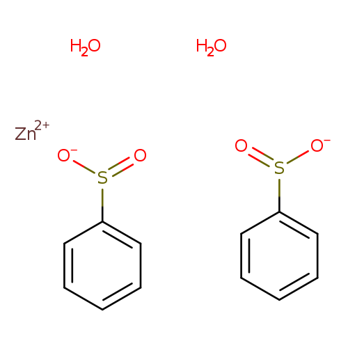 [O-]S(=O)c1ccccc1.[O-]S(=O)c1ccccc1.O.O.[Zn+2]