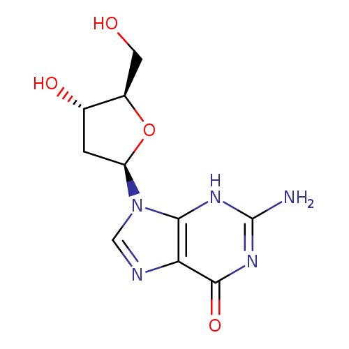 OC[C@H]1O[C@H](C[C@@H]1O)n1cnc2c1[nH]c(N)nc2=O