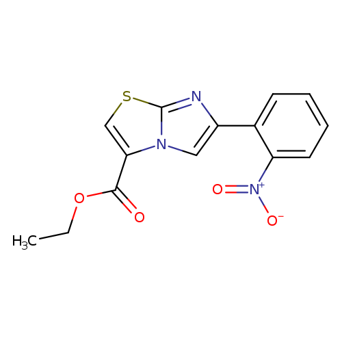CCOC(=O)c1csc2n1cc(n2)c1ccccc1[N+](=O)[O-]