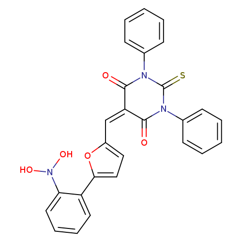 S=C1N(c2ccccc2)C(=O)C(=Cc2ccc(o2)c2ccccc2N(O)O)C(=O)N1c1ccccc1