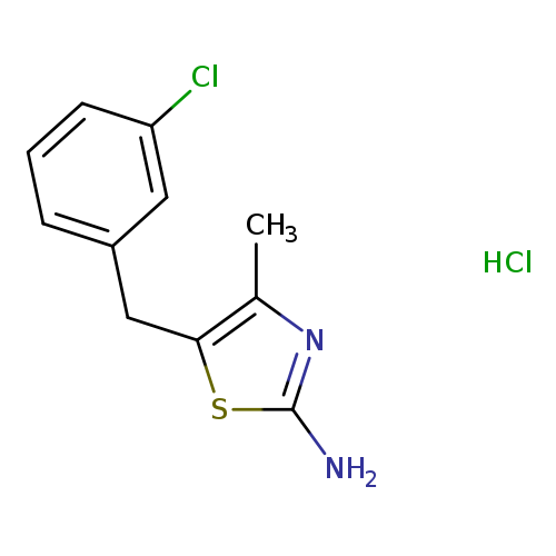 Clc1cccc(c1)Cc1sc(nc1C)N.Cl