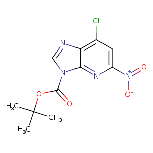 [O-][N+](=O)c1cc(Cl)c2c(n1)n(cn2)C(=O)OC(C)(C)C