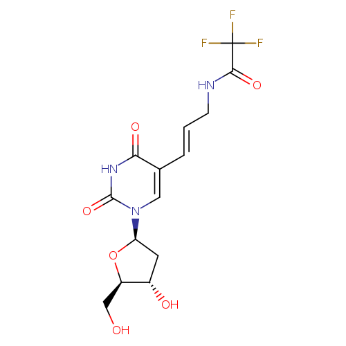 OC[C@H]1O[C@H](C[C@@H]1O)n1cc(/C=C/CNC(=O)C(F)(F)F)c(=O)[nH]c1=O