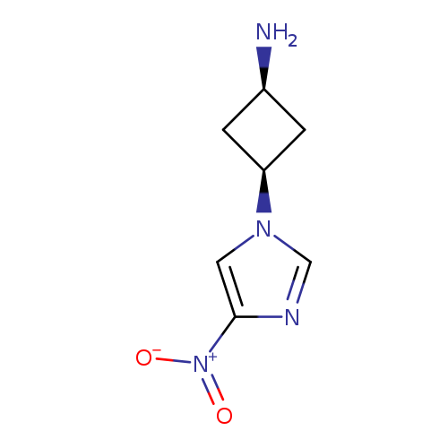 N[C@@H]1C[C@@H](C1)n1cnc(c1)[N+](=O)[O-]