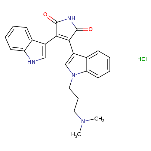 CN(CCCn1cc(c2c1cccc2)C1=C(C(=O)NC1=O)c1c[nH]c2c1cccc2)C.Cl