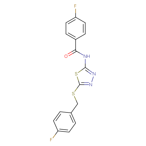 Fc1ccc(cc1)CSc1nnc(s1)NC(=O)c1ccc(cc1)F